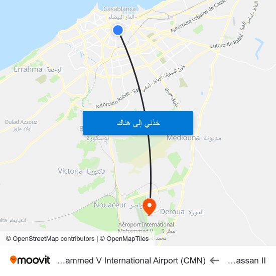 Avenue Hassan II to Mohammed V International Airport (CMN) (مطار محمد الخامس الدولي) map