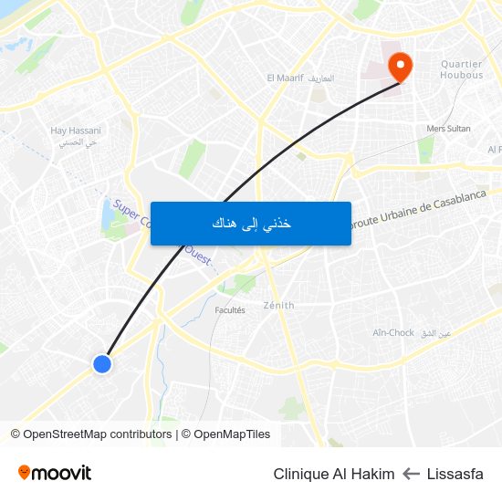 Lissasfa to Clinique Al Hakim map