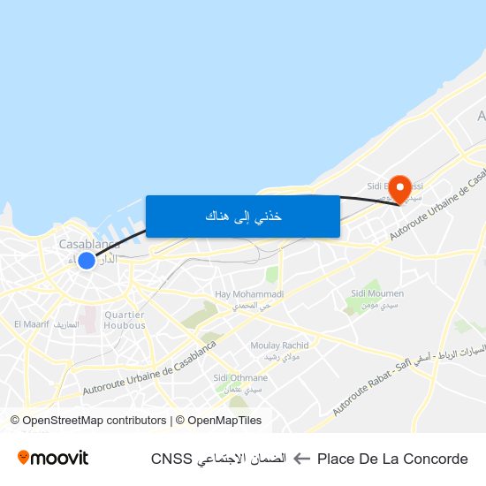 Place De La Concorde to الضمان الاجتماعي CNSS map