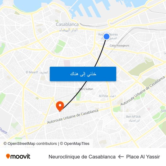 Place Al Yassir to Neuroclinique de Casablanca map