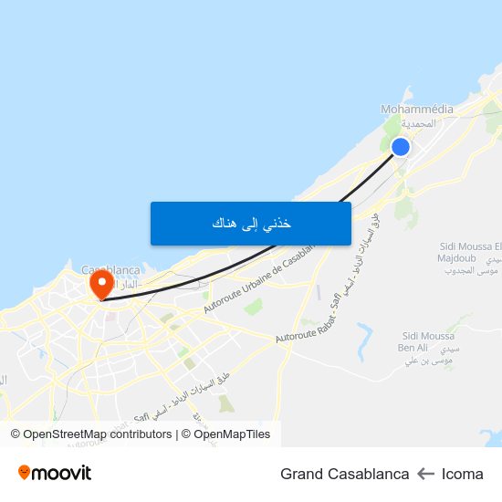 Icoma to Grand Casablanca map