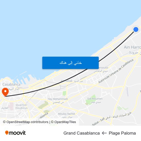 Plage Paloma to Grand Casablanca map