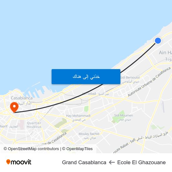 Ecole El Ghazouane to Grand Casablanca map