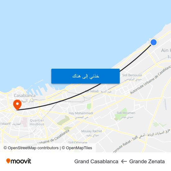 Grande Zenata to Grand Casablanca map