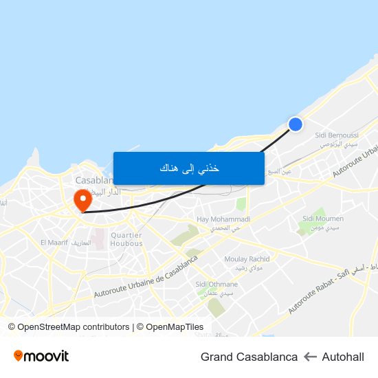 Autohall to Grand Casablanca map