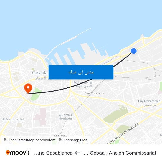 Aïn-Sebaa - Ancien Commissariat to Grand Casablanca map