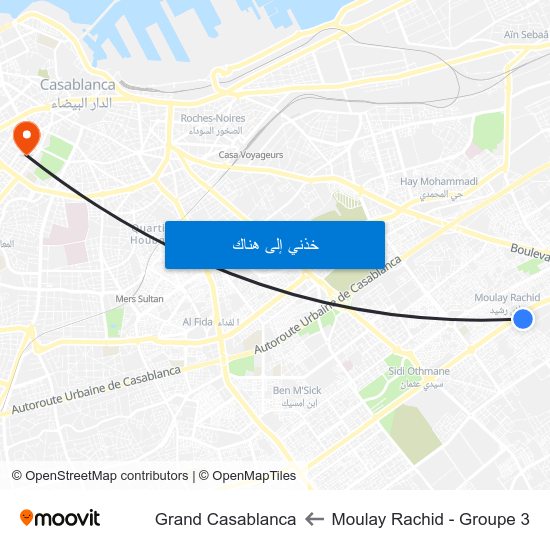 Moulay Rachid - Groupe 3 to Grand Casablanca map
