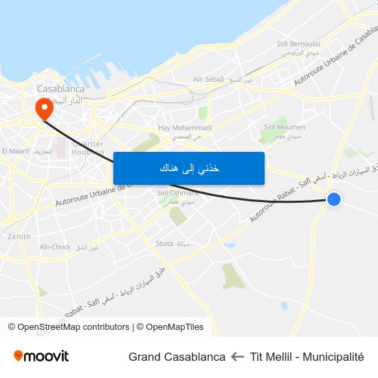 Tit Mellil - Municipalité to Grand Casablanca map