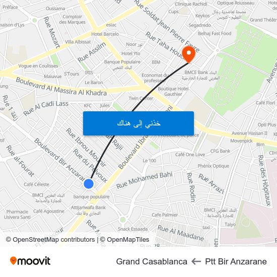 Ptt Bir Anzarane to Grand Casablanca map