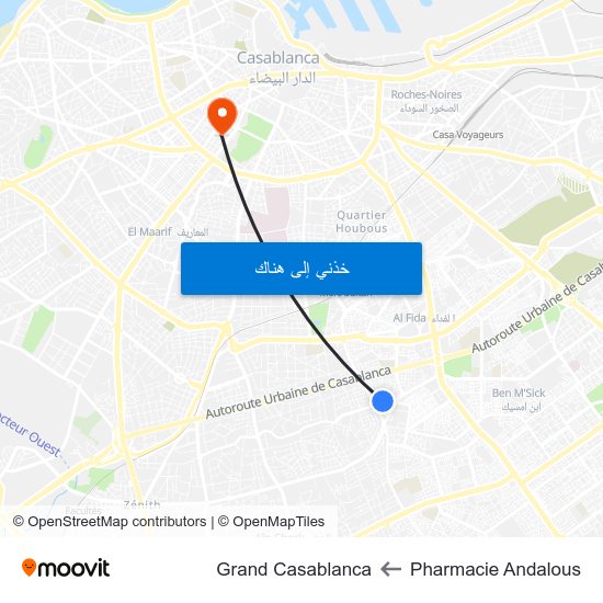Pharmacie Andalous to Grand Casablanca map