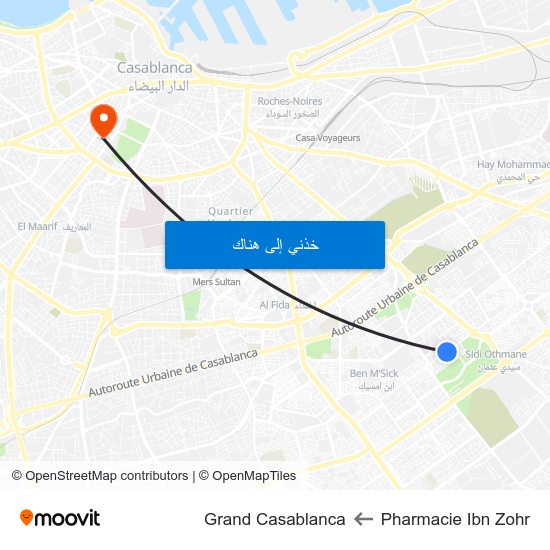 Pharmacie Ibn Zohr to Grand Casablanca map