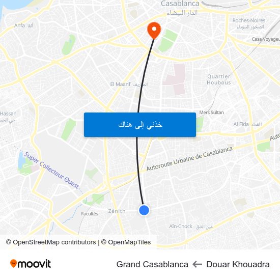 Douar Khouadra to Grand Casablanca map