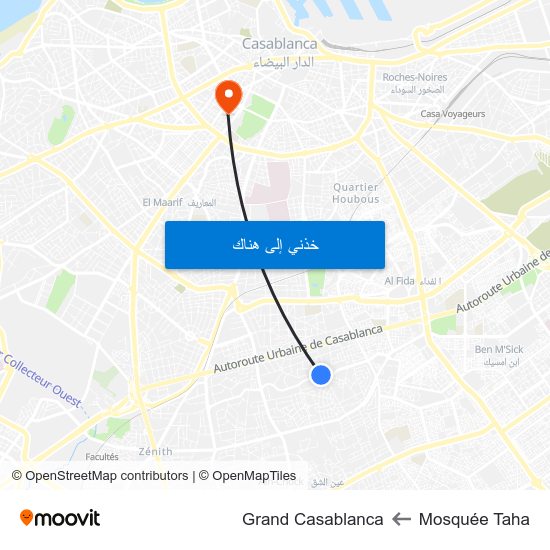 Mosquée Taha to Grand Casablanca map