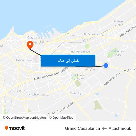 Attacharouk to Grand Casablanca map
