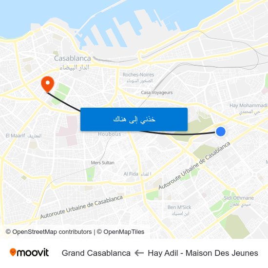 Hay Adil - Maison Des Jeunes to Grand Casablanca map