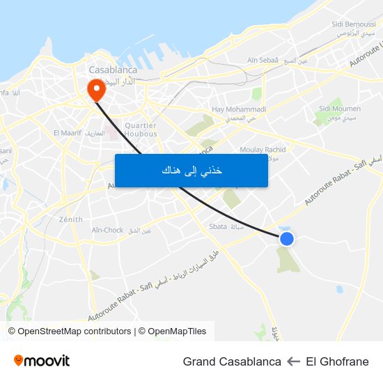 El Ghofrane to Grand Casablanca map
