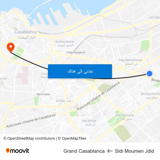 Sidi Moumen Jdid to Grand Casablanca map