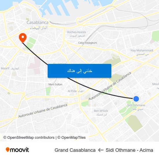 Sidi Othmane - Acima to Grand Casablanca map