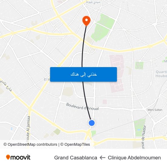 Clinique Abdelmoumen to Grand Casablanca map