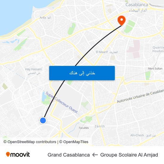 Groupe Scolaire Al Amjad to Grand Casablanca map