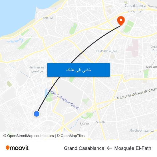 Mosquée El-Fath to Grand Casablanca map