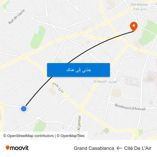 Cité De L'Air to Grand Casablanca map