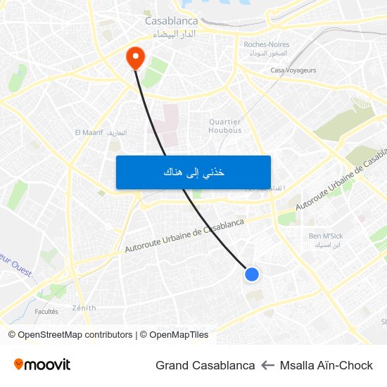 Msalla Aïn-Chock to Grand Casablanca map