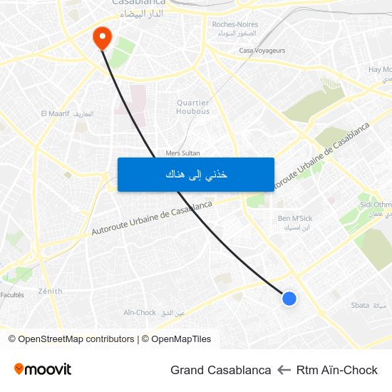 Rtm Aïn-Chock to Grand Casablanca map