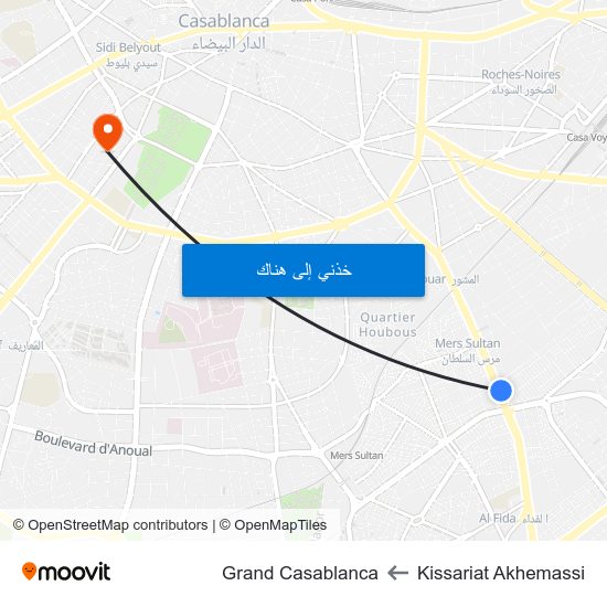 Kissariat Akhemassi to Grand Casablanca map