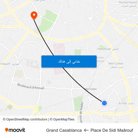 Place De Sidi Maârouf to Grand Casablanca map