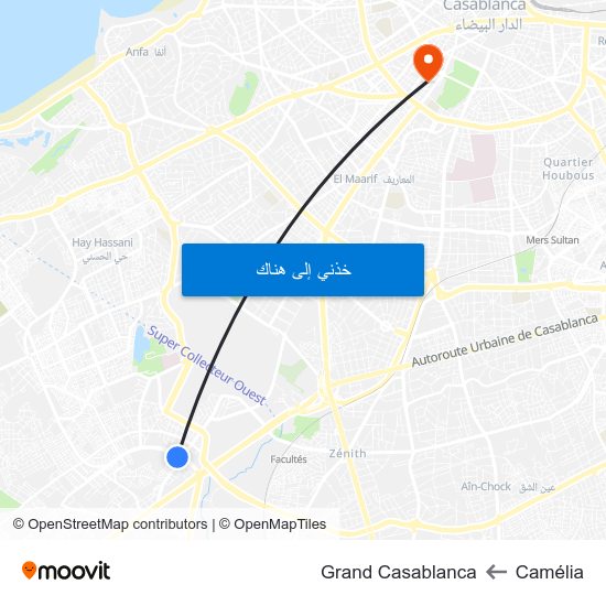 Camélia to Grand Casablanca map