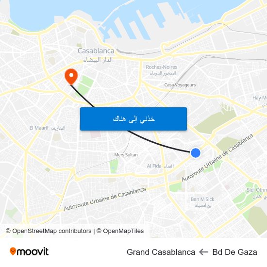 Bd De Gaza to Grand Casablanca map