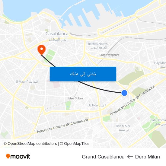 Derb Milan to Grand Casablanca map