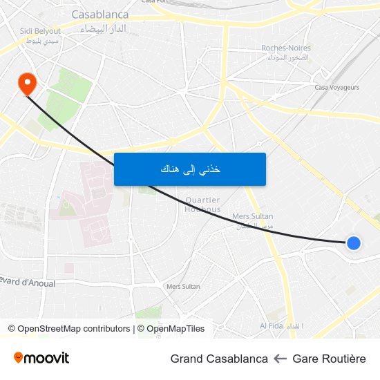 Gare Routière to Grand Casablanca map