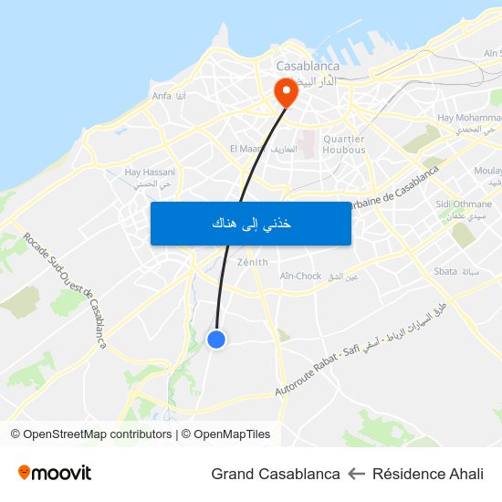Résidence Ahali to Grand Casablanca map