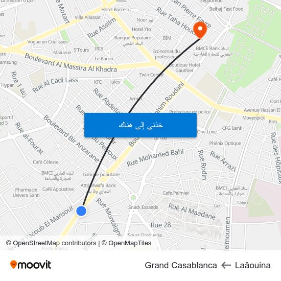 Laâouina to Grand Casablanca map