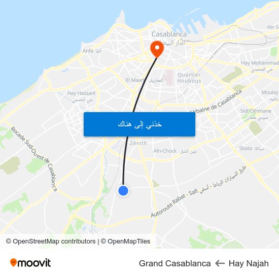 Hay Najah to Grand Casablanca map