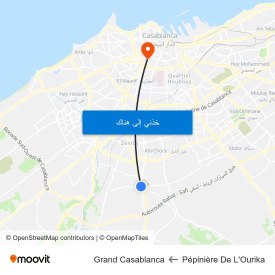 Pépinière De L'Ourika to Grand Casablanca map