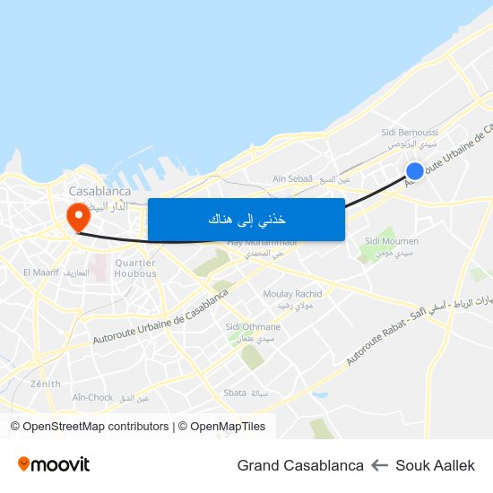 Souk Aallek to Grand Casablanca map