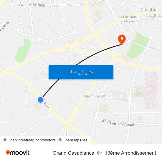 13ème Arrondissement to Grand Casablanca map