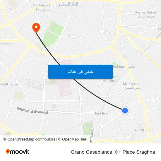 Place Sraghna to Grand Casablanca map