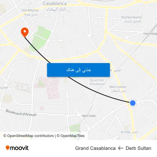 Derb Sultan to Grand Casablanca map