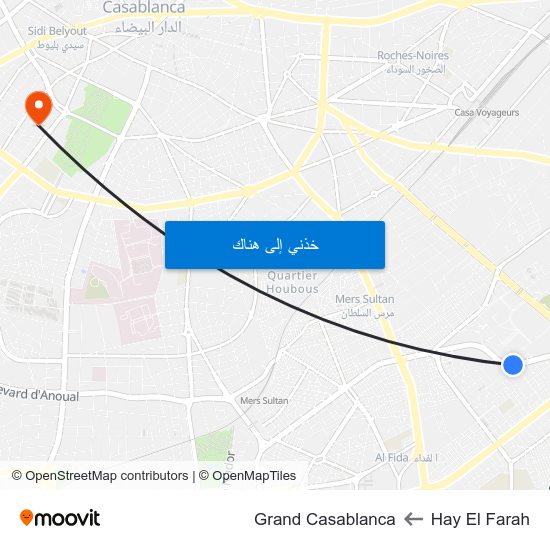 Hay El Farah to Grand Casablanca map