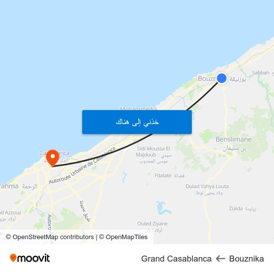 Bouznika to Grand Casablanca map