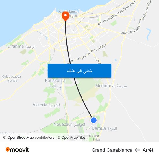 Arrêt to Grand Casablanca map
