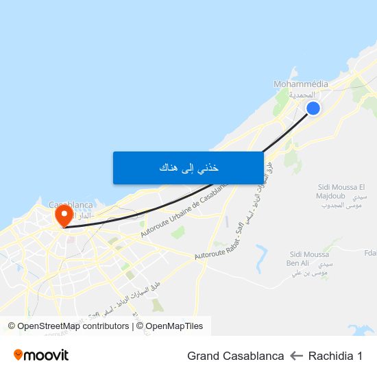 Rachidia 1 to Grand Casablanca map