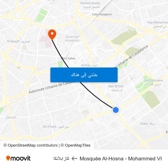 Mosquée Al-Hosna - Mohammed VI to كازابلانكا map