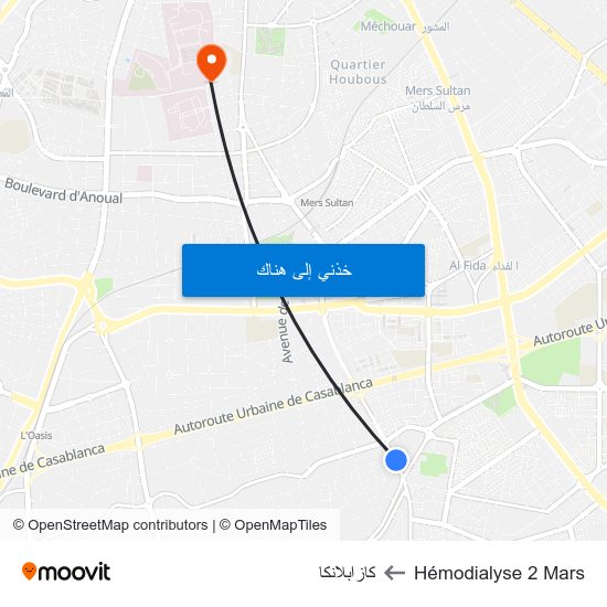 Hémodialyse 2 Mars to كازابلانكا map