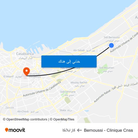 Bernoussi - Clinique Cnss to كازابلانكا map