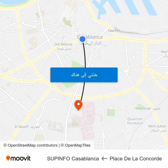 Place De La Concorde to SUPINFO Casablanca map